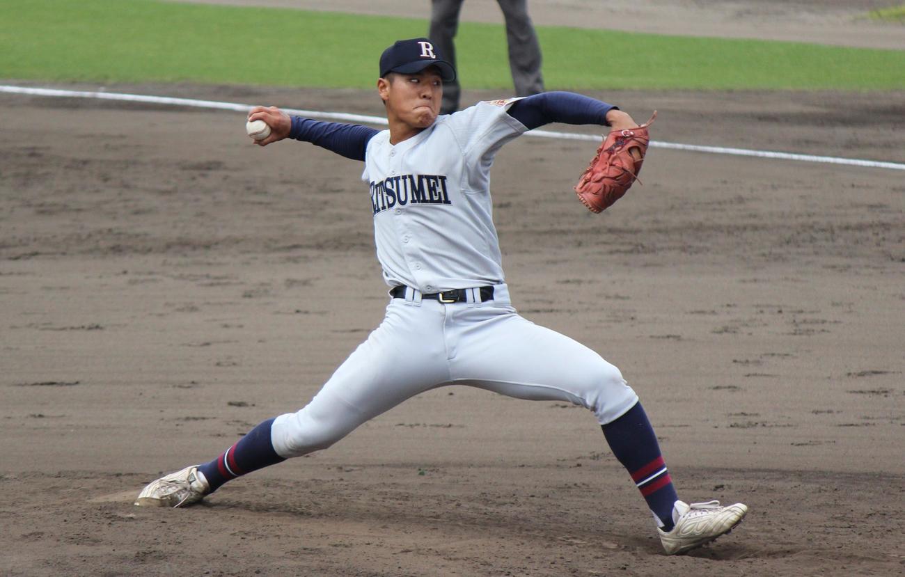 準決勝に先発した立命館宇治・北川（撮影・柏原誠）