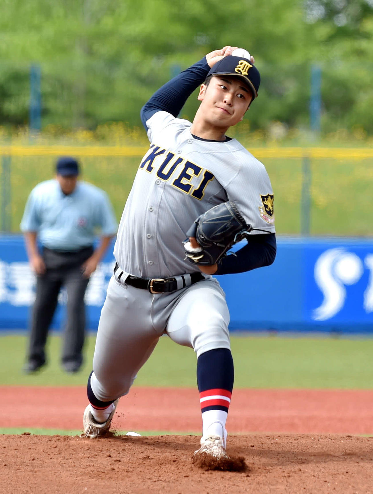 大崎中央対仙台育英　5回無失点で好投した仙台育英・高橋（撮影・相沢孔志）