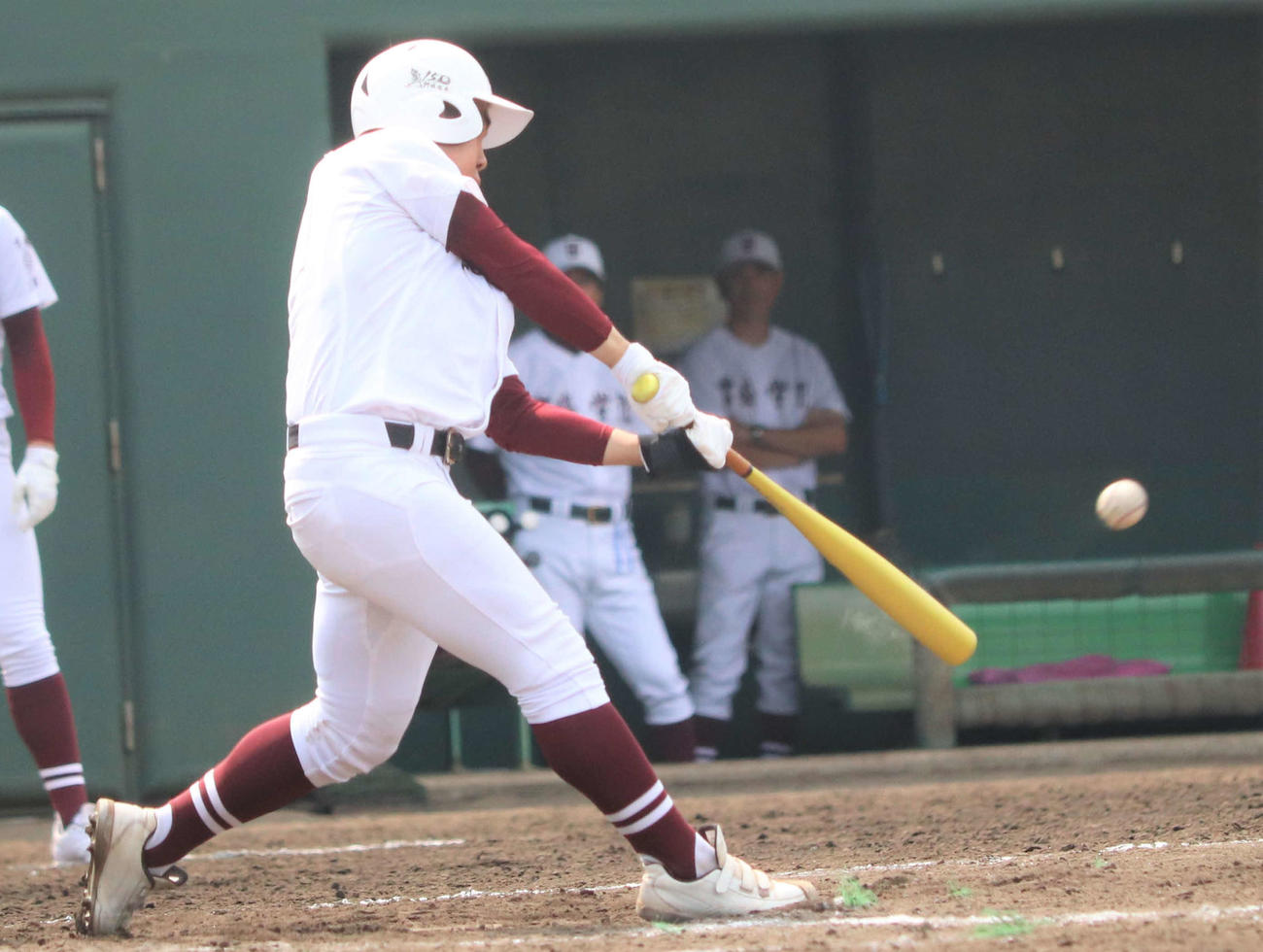 明和県央対常総学院　4回裏常総学院1死三塁、先制の右適時三塁打を放つ川上（撮影・村山玄）
