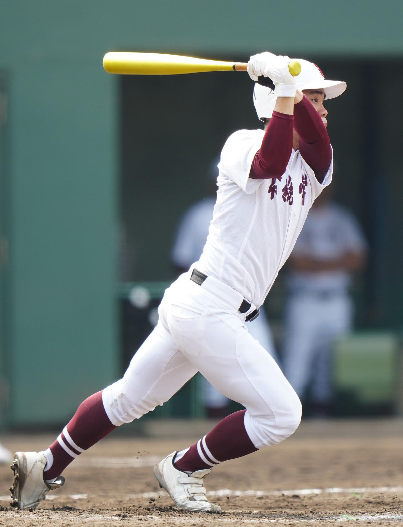 明和県央対常総学院　4回裏常総学院1死三塁、先制適時三塁打を放つ川上（撮影・江口和貴）
