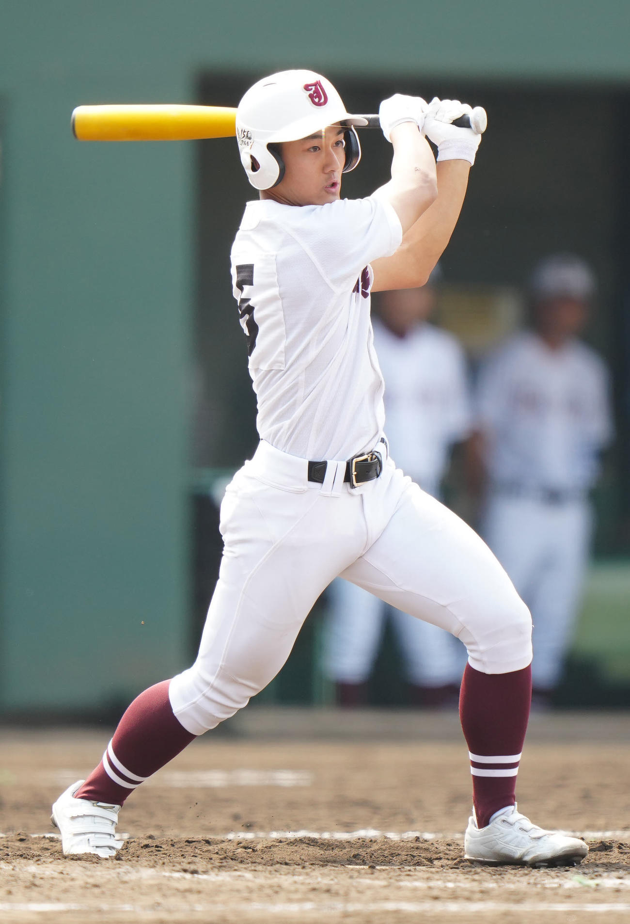 明和県央対常総学院　4回裏常総学院1死二、三塁、2点適時打を放つ石井（撮影・江口和貴）