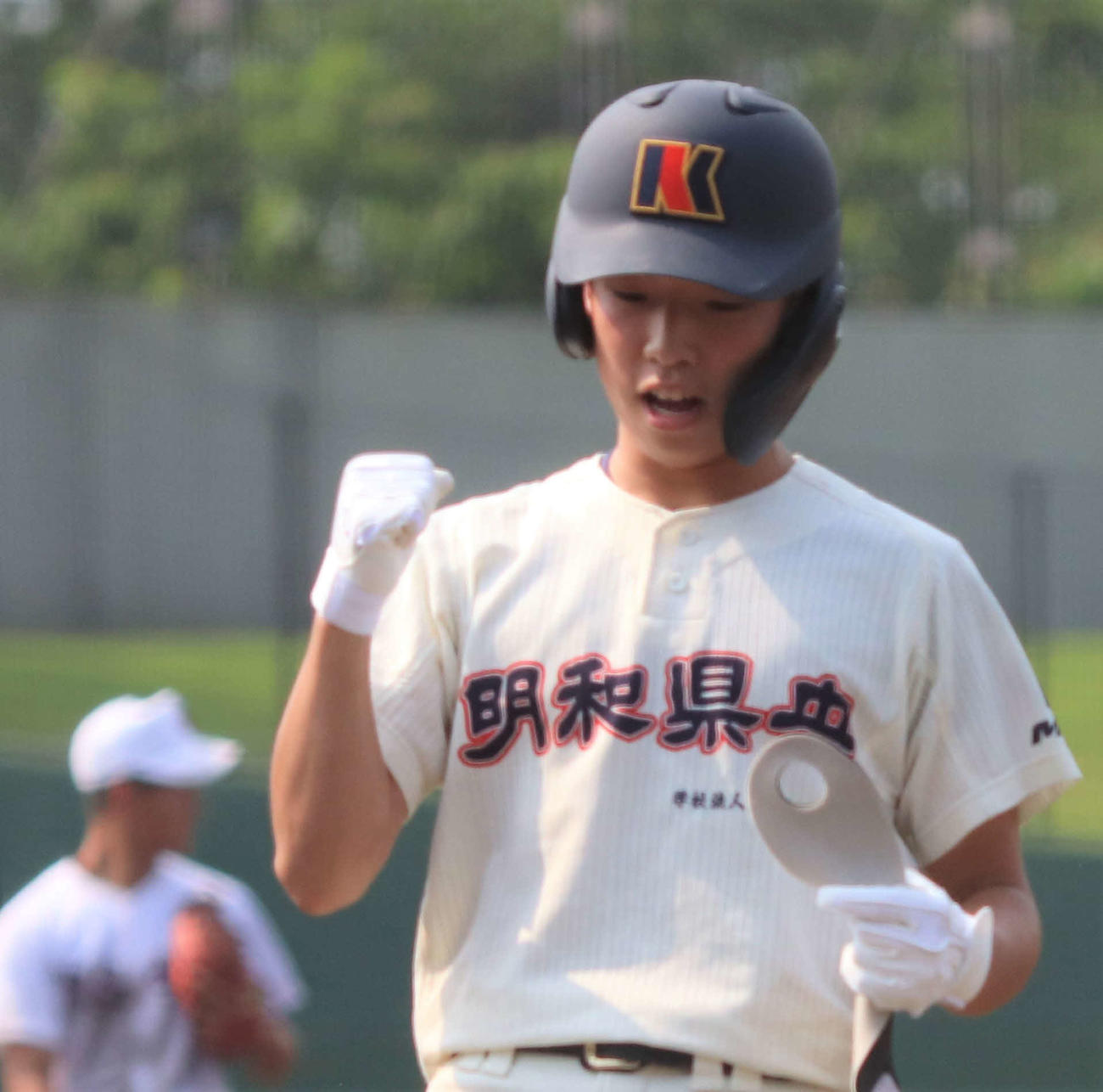 明和県央対常総学院　6回表常明和県央2死、チーム初安打を放った高橋優（撮影・村山玄）