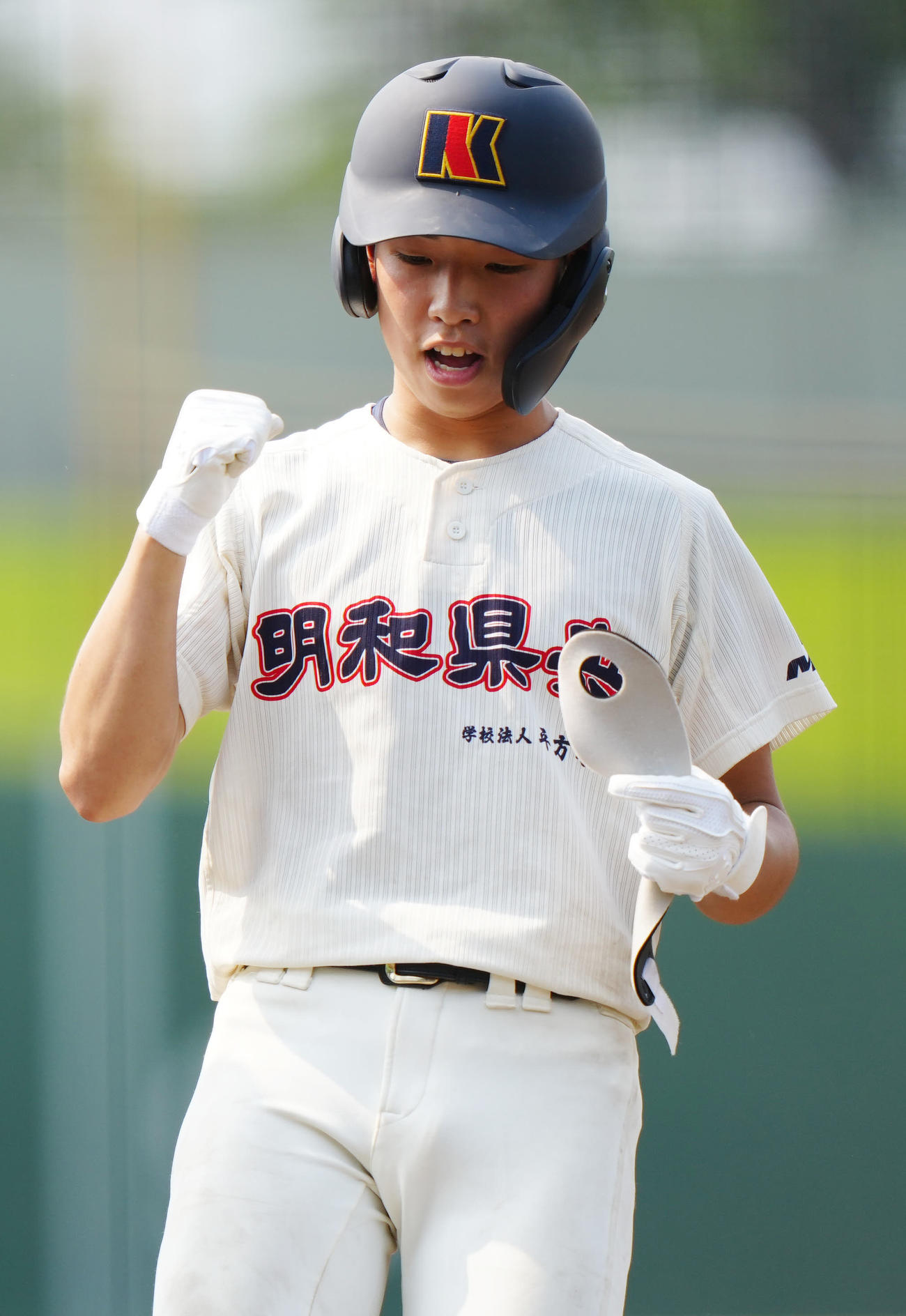 明和県央対常総学院　6回表明和県央2死、チーム初安打となる中前打を放った高橋優（撮影・江口和貴）