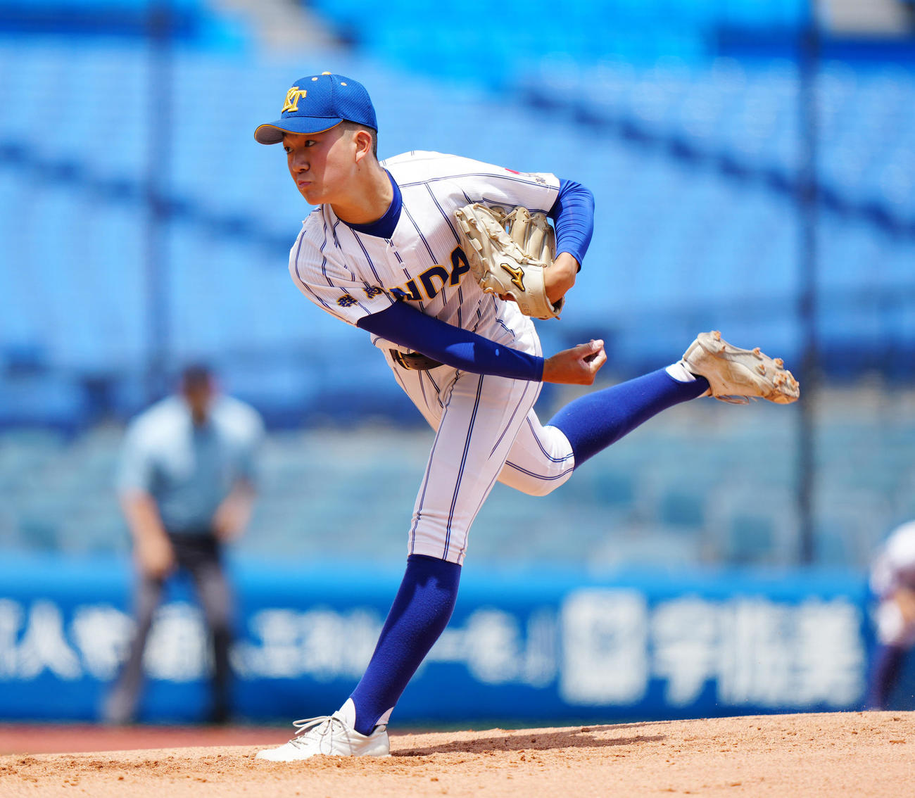 木更津総合対高崎健康福祉大高崎　高崎健康福祉大高崎先発の石垣（撮影・江口和貴）