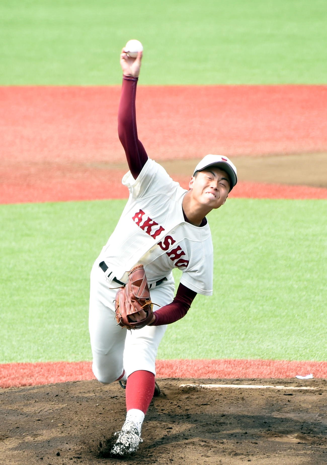 一関学院対秋田商　先発した秋田商・松橋（撮影・山田愛斗）