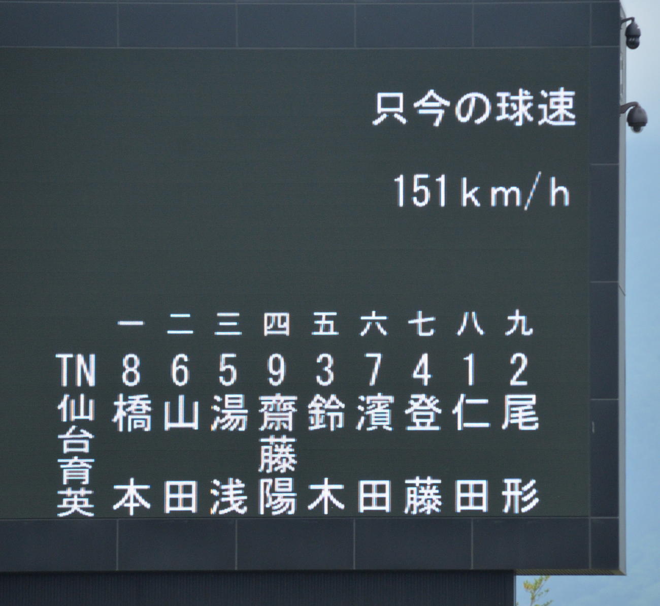 八戸学院光星対仙台育英　4番手で登板した仙台育英・仁田は4球目に151キロをマーク（撮影・濱本神威）