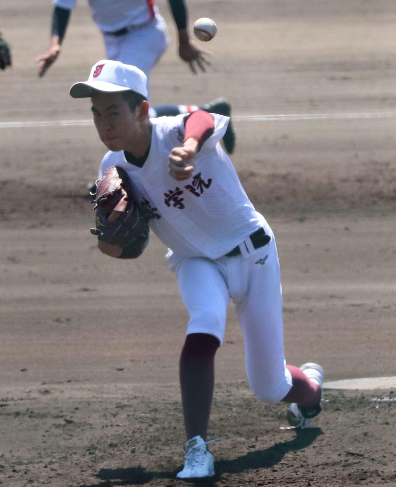 常総学院対浦和学院　常総学院先発の飯塚（撮影・村山玄）