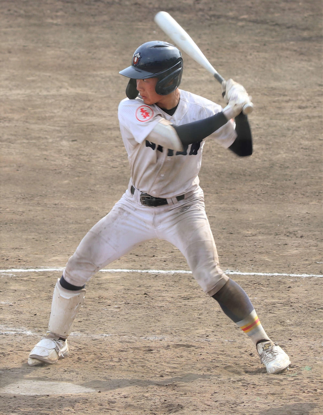 茨城キリスト教学園対水戸商　安打を放つ武藤（撮影・村山玄）