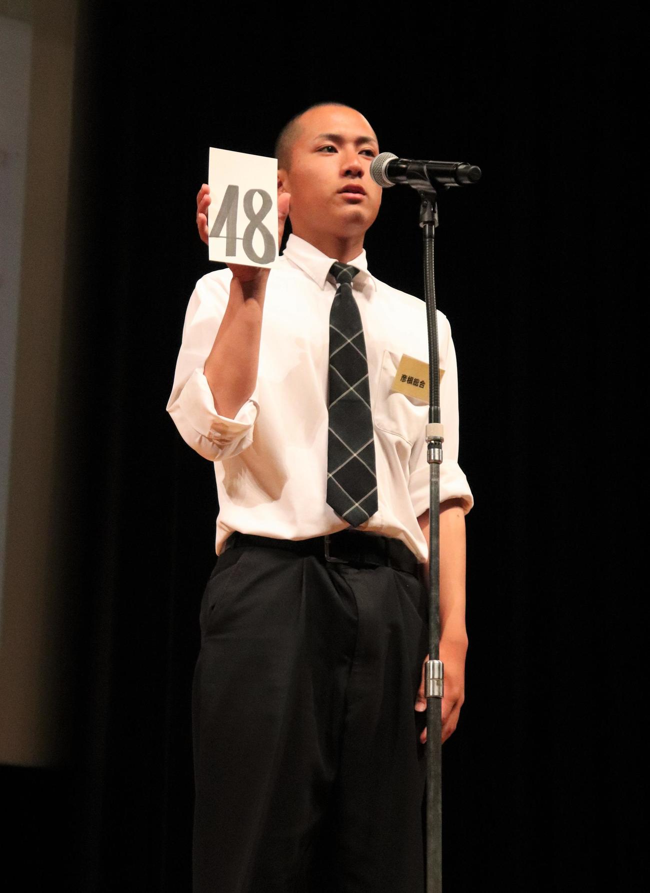 彦根総合の主将・上田大地内野手（3年）（撮影・中島麗）