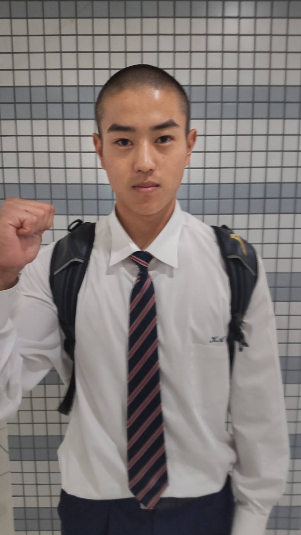 広島大会抽選会に出席した神辺旭・石井主将（撮影・柏原誠）