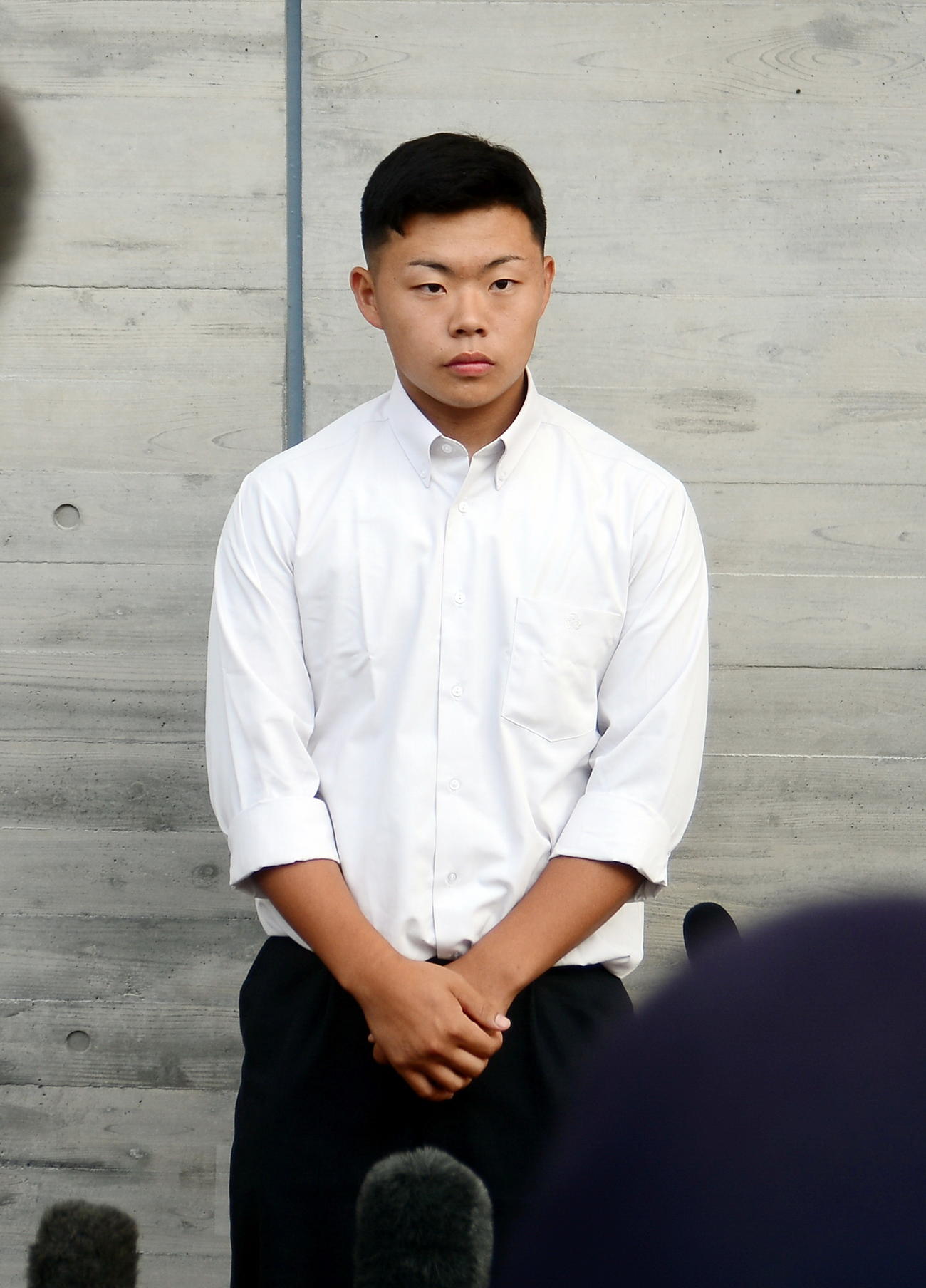 選手宣誓が決まり、意気込みを語る沼津工・中山
