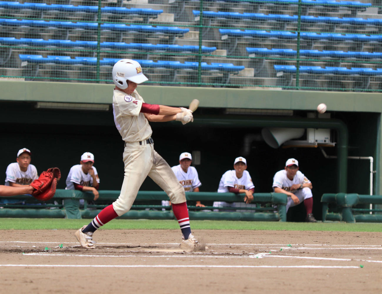 真岡工・増川との対決で投ゴロに倒れる真岡北陵・黒木主将（撮影・黒須亮）
