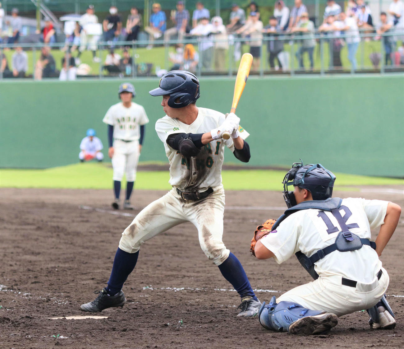 東農大二対前橋商　1回に2点本塁打を放った東農大二・安原義人内野手（撮影・黒須亮）　　　　　　　