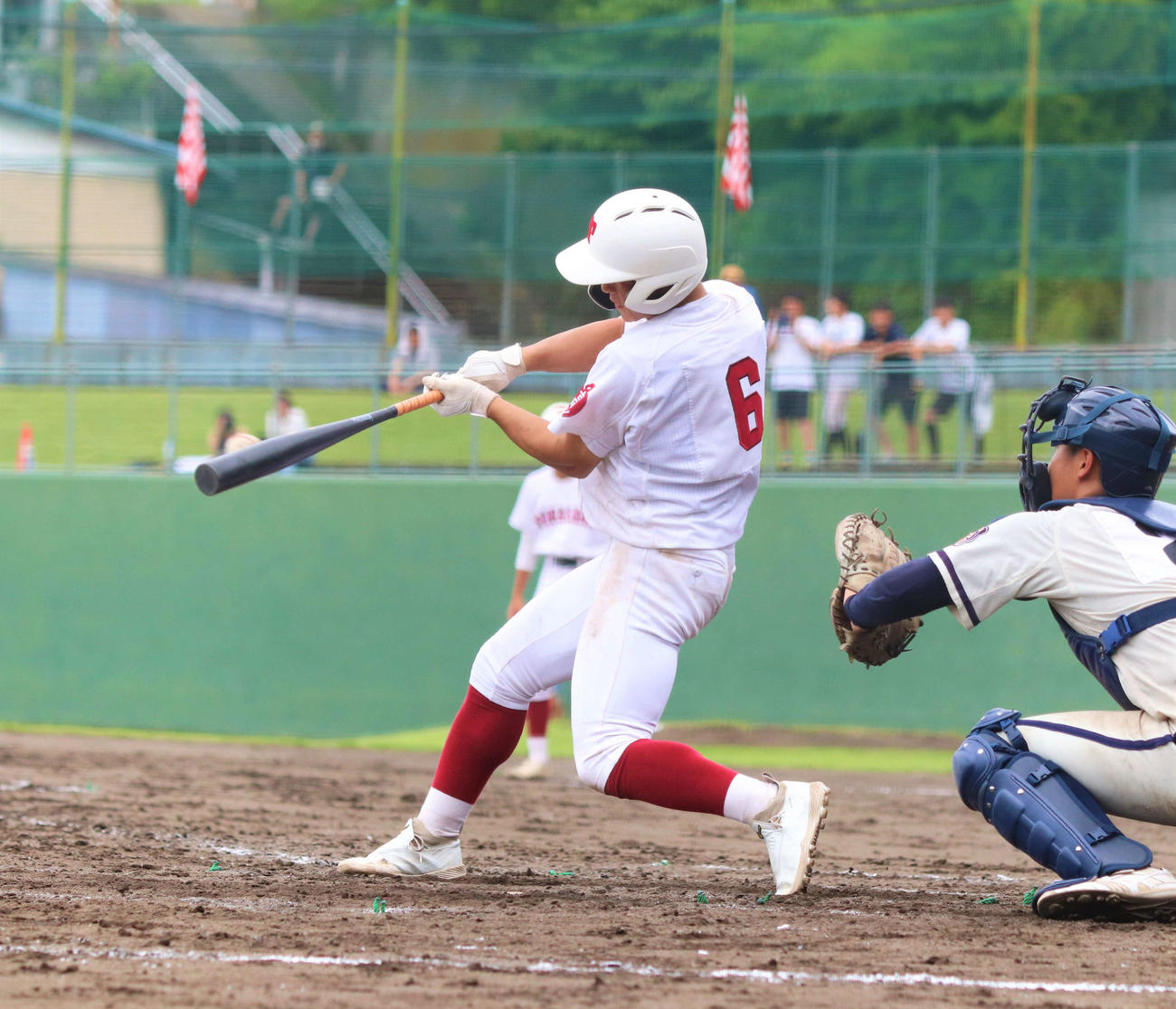 桐生工対高崎　8回裏高崎2死一、三塁、中前に決勝の適時打を放つ今山宙内野手（撮影・黒須亮）　　　　　　　