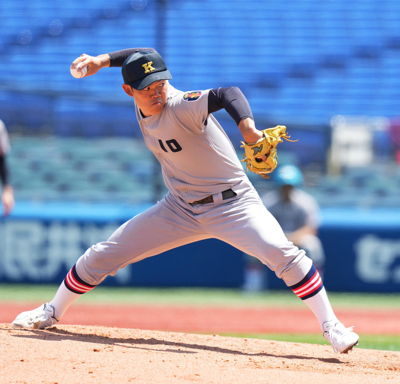 慶応対白山　慶応先発の松井（撮影・菅敏）