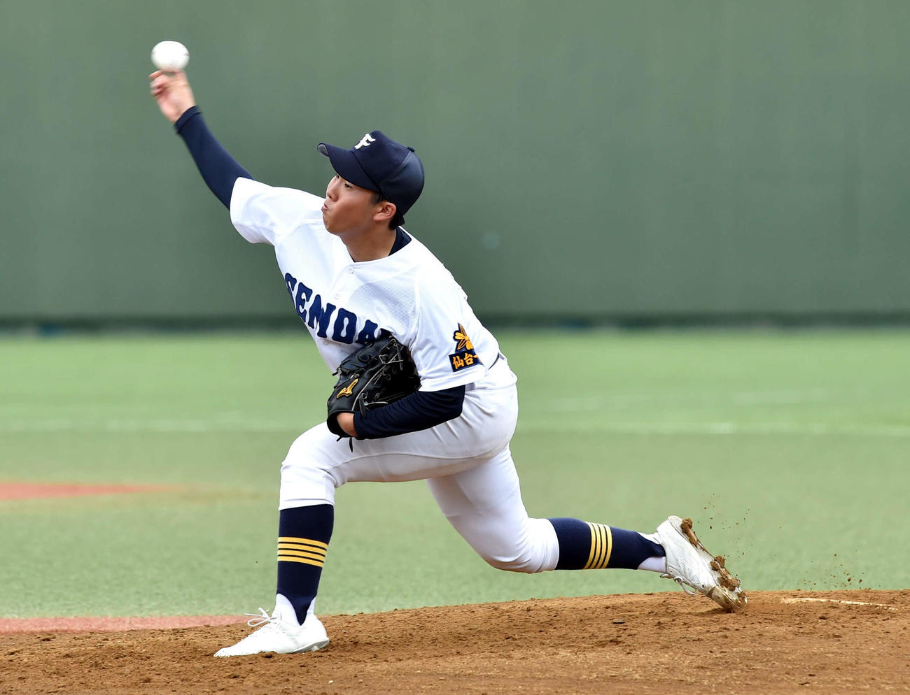仙台工対仙台一　5回を無失点に抑えた仙台一・三瓶（撮影・相沢孔志）