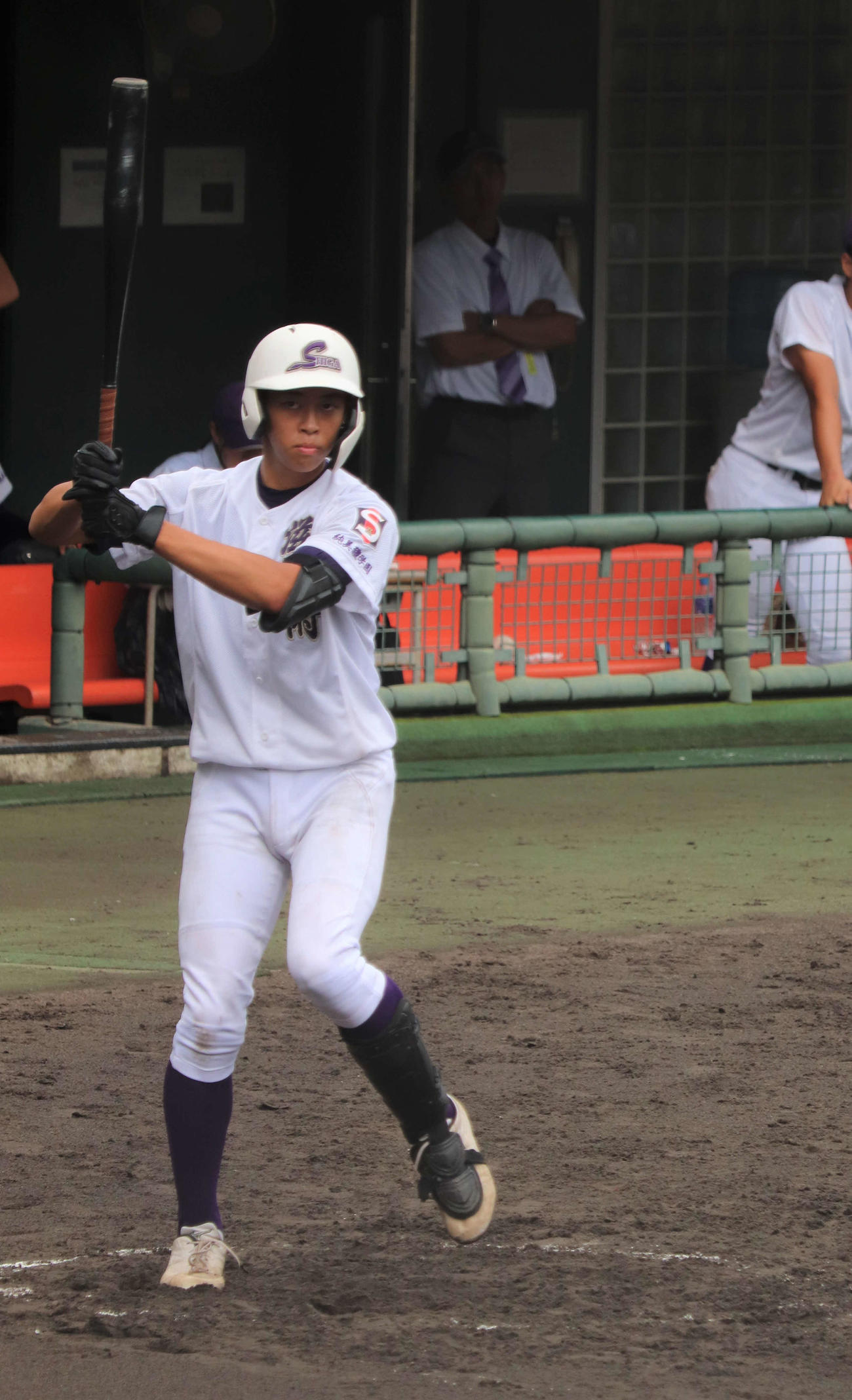 安曇川対滋賀短大付　「5番・右翼」で出場した滋賀短大付の上藤大輝投手（撮影・中島麗）