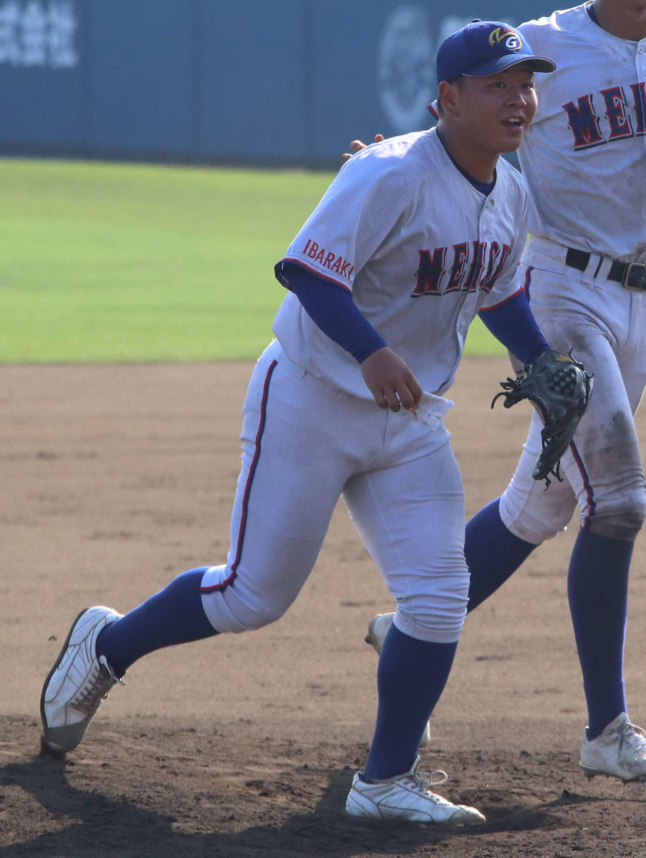 水戸啓明対明秀学園日立　試合終了直後笑顔を見せる、明秀学園日立・近藤（撮影・村山玄）