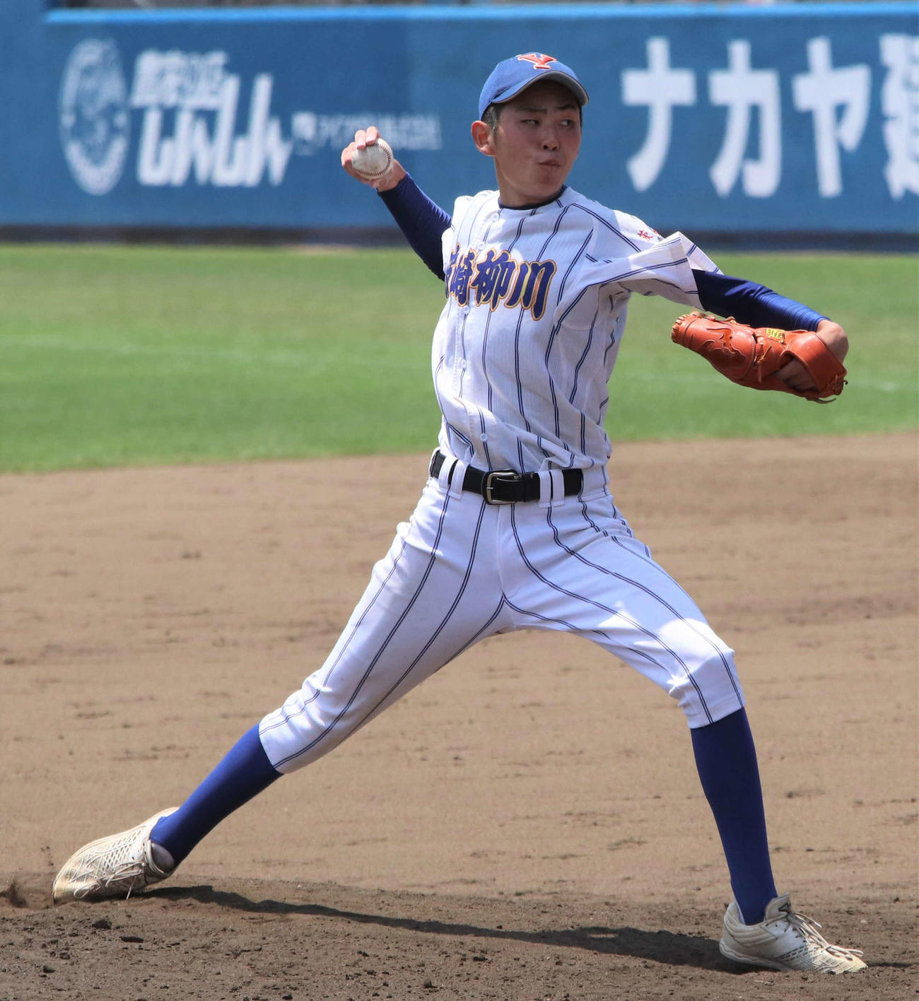 潮来・神栖・波崎柳川・茨城東対古河一　力投する波崎柳川・金井（撮影・村山玄）