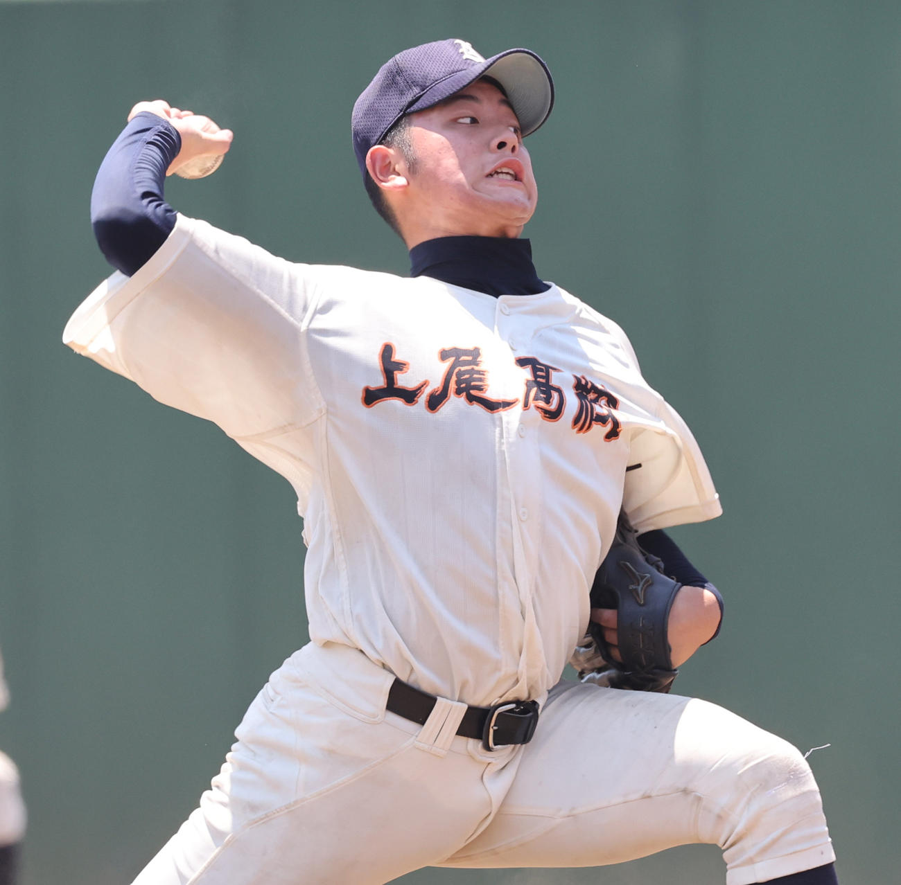 上尾対川口市立　力投する上尾・藤村（撮影・野上伸悟）