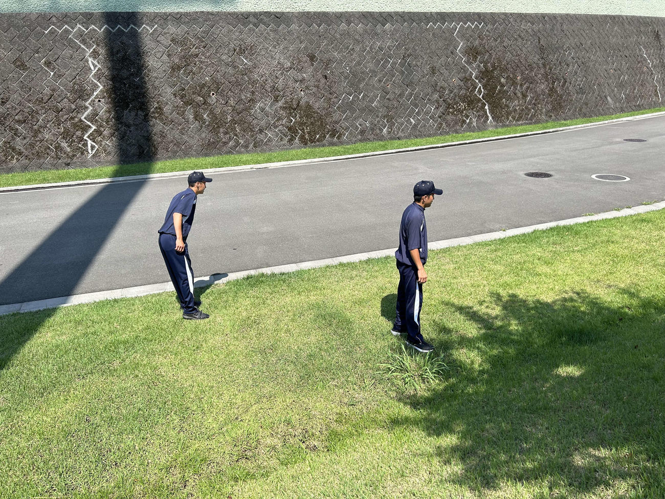 佐野日大・小林が放った場外アーチの打球を探す補助員