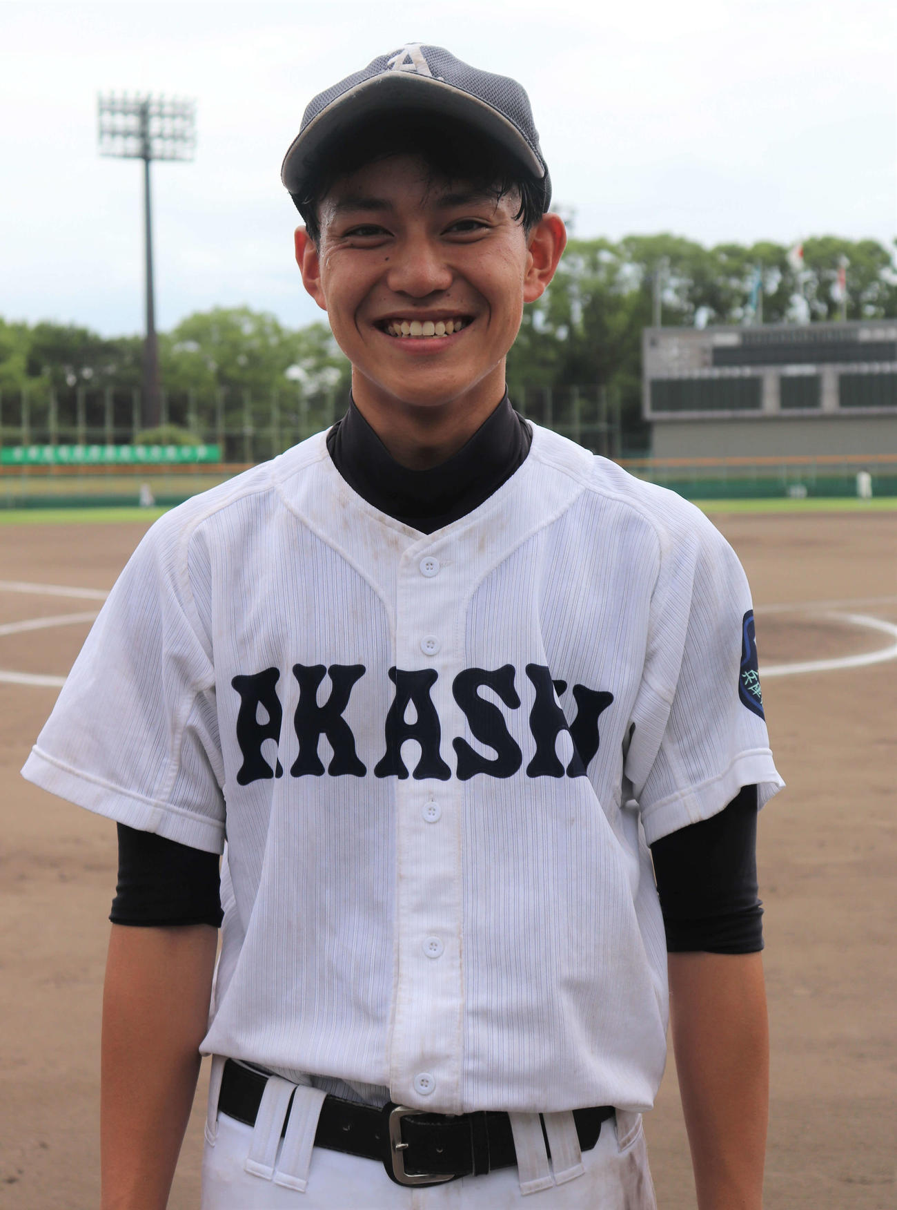 兵庫大会　明石対宝塚西　明石のエース、箱崎悠朔投手（3年）は8回4安打完封勝利を収め、チームを3回戦に導いた（撮影・中島麗）