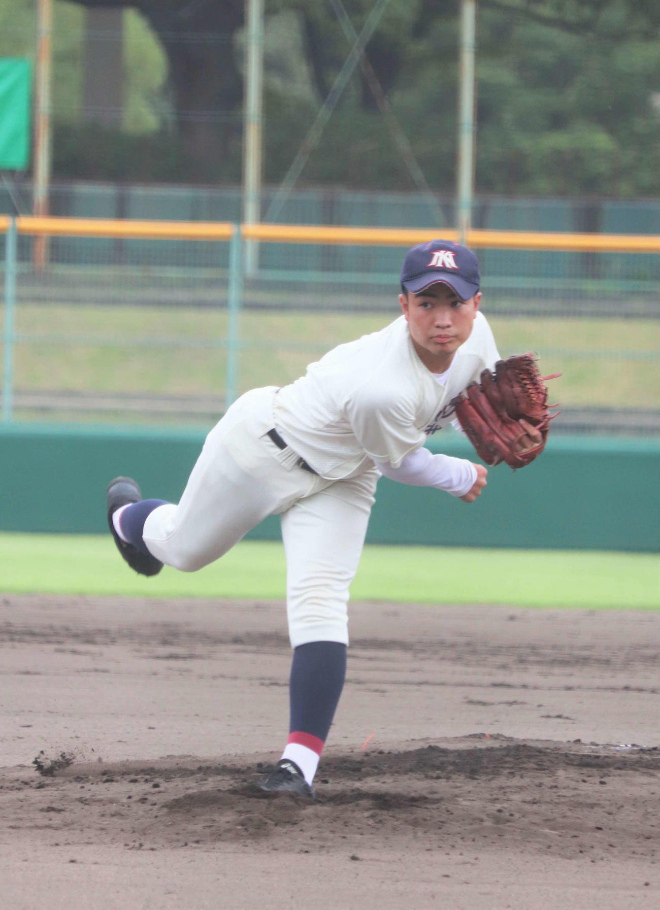 兵庫大会　西宮北対西宮今津　西宮北の先発、野口亮祐投手（3年）（撮影・中島麗）