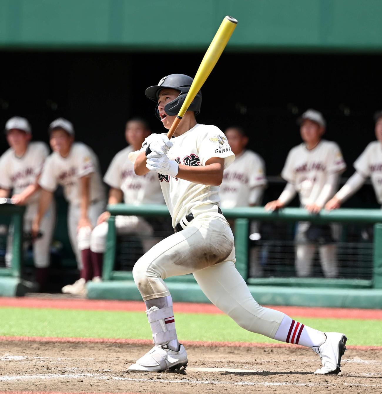 5回表一関学院無死二塁、適時二塁打を放つ小野唯（撮影・たえ見朱実）