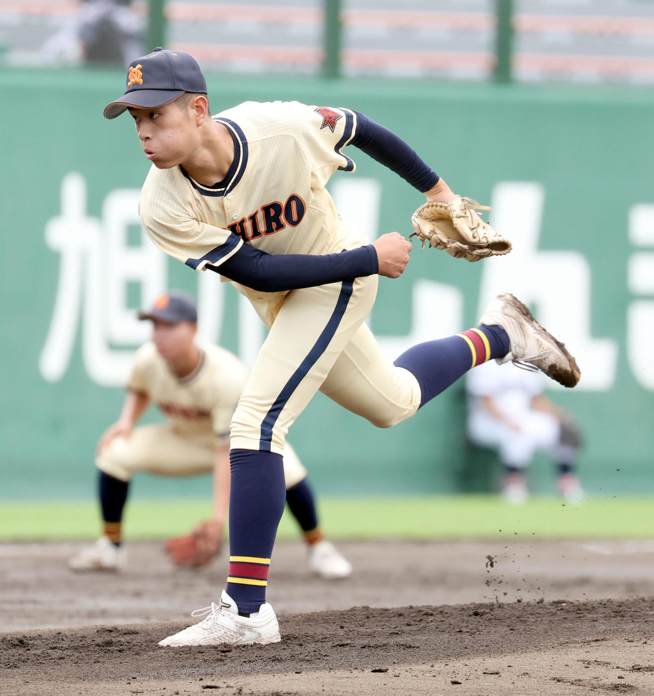 帯広農対旭川永嶺　帯広農先発の久保田（撮影・佐藤翔太）