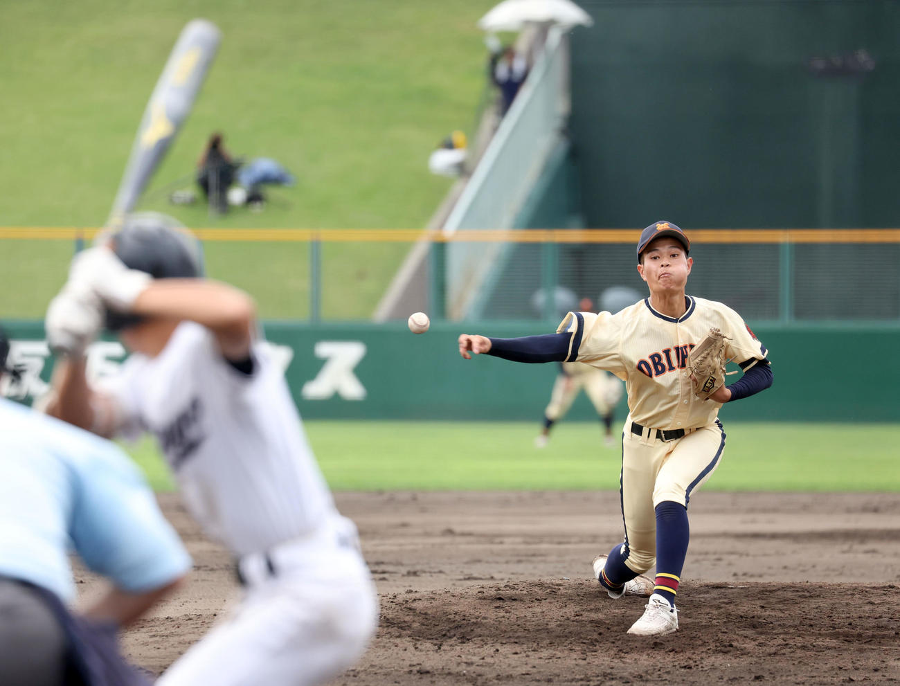 帯広農対旭川永嶺　力投する帯広農先発の久保田（撮影・佐藤翔太）