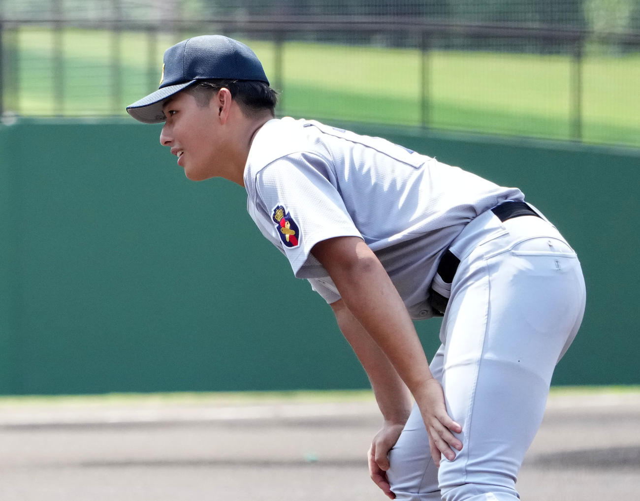 市ヶ尾対慶応　試合前、整列する慶応・清原（撮影・横山健太）