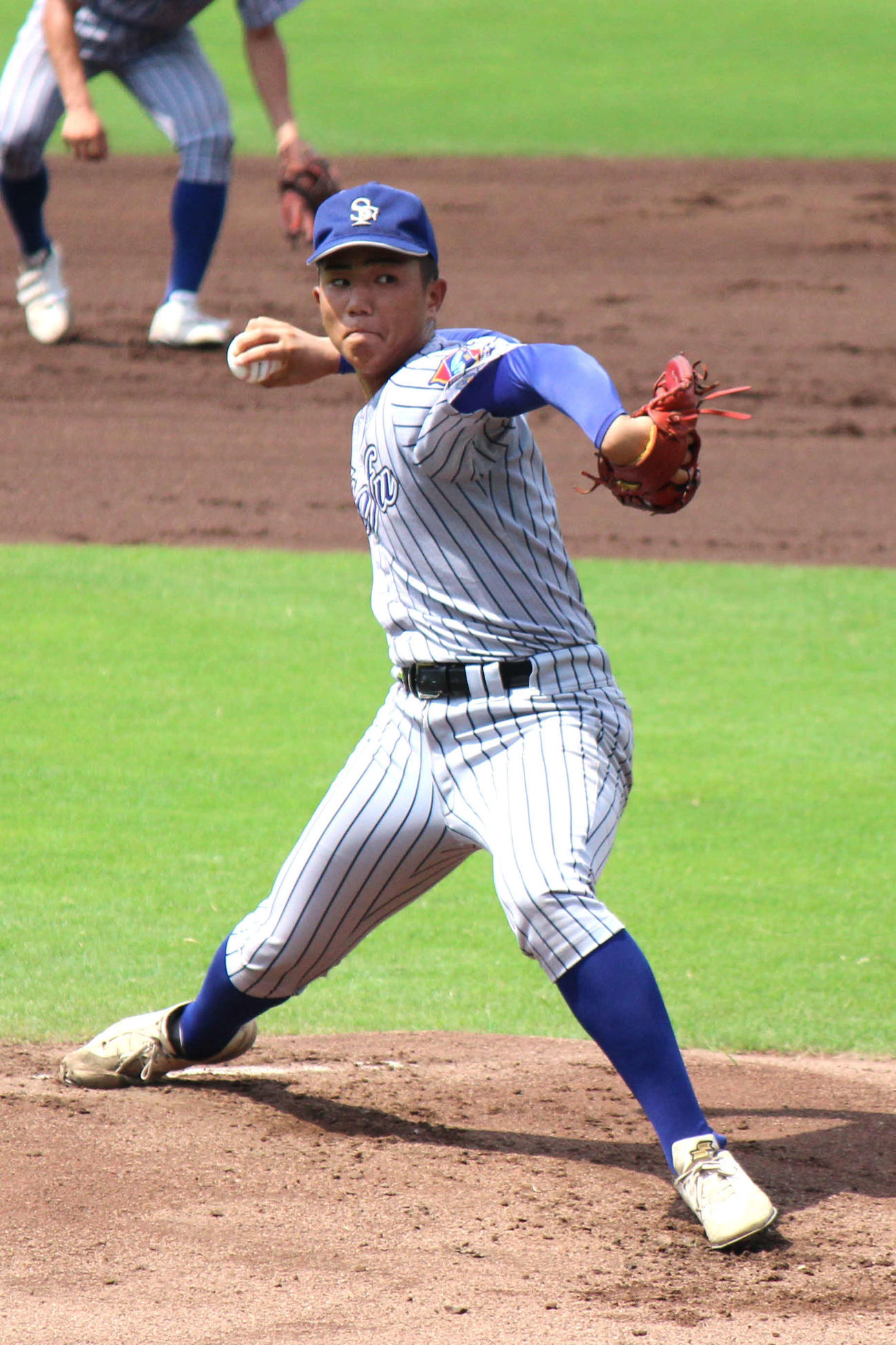 須磨翔風対姫路工　須磨翔風の先発・槙野（撮影・柏原誠）