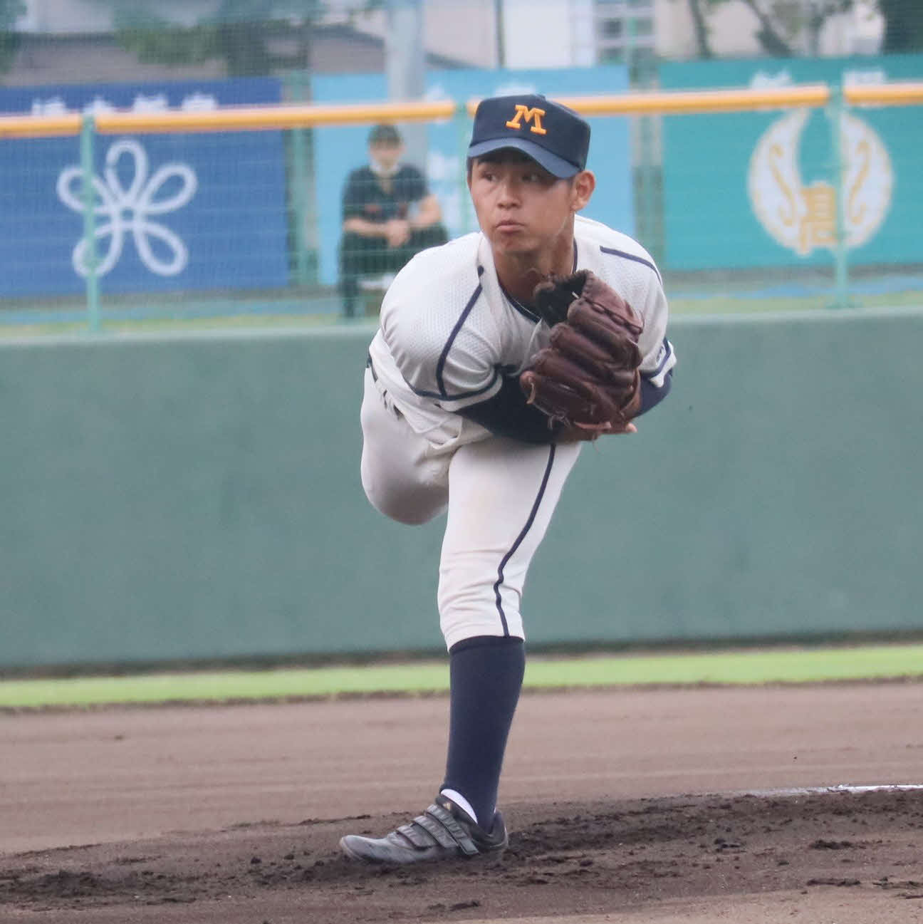 高校野球和歌山大会　箕島対南部高竜神分校　南部高竜神分校戦に先発した箕島・沢虎太郎（撮影・村松万里子）