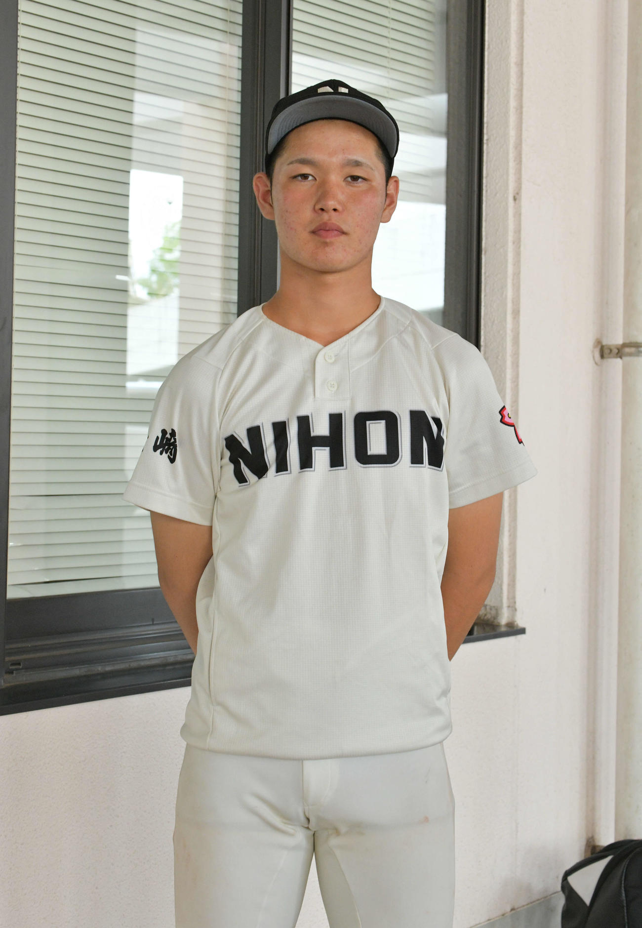 長崎日大対長崎商業　完封勝利の長崎日大・西尾海純投手（撮影・土居恒久）