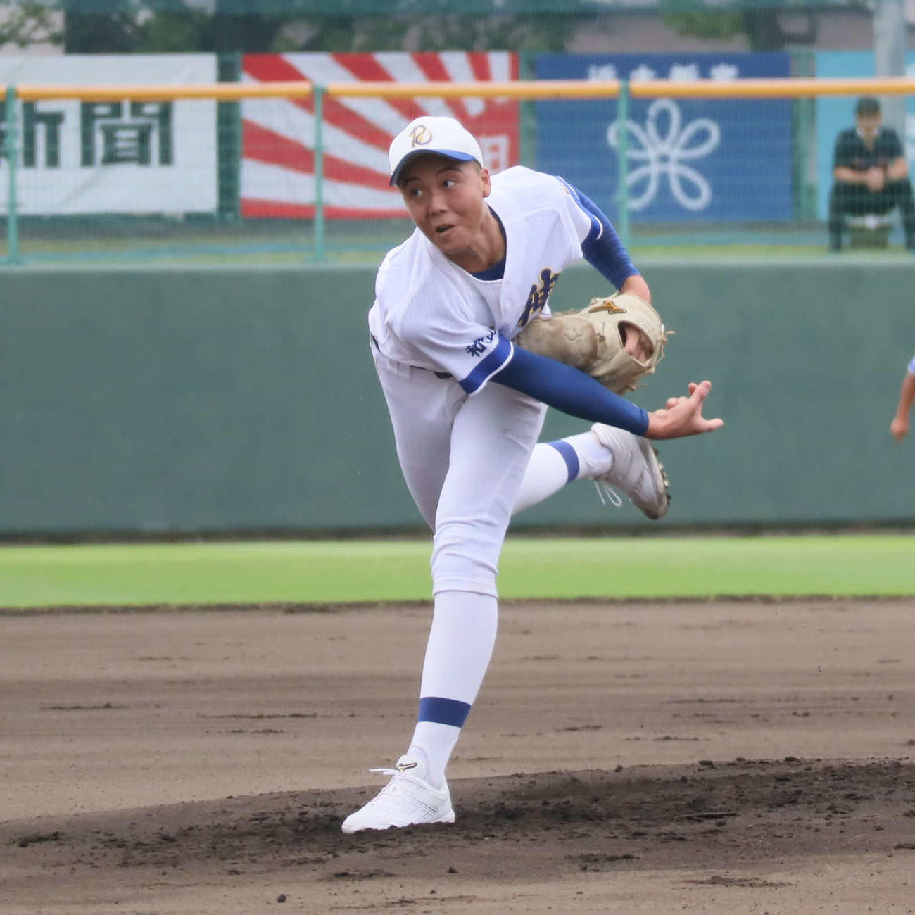 箕島対南部高竜神分校　箕島戦で投打に活躍した南部高竜神分校の山本晴投手（撮影・村松万里子）