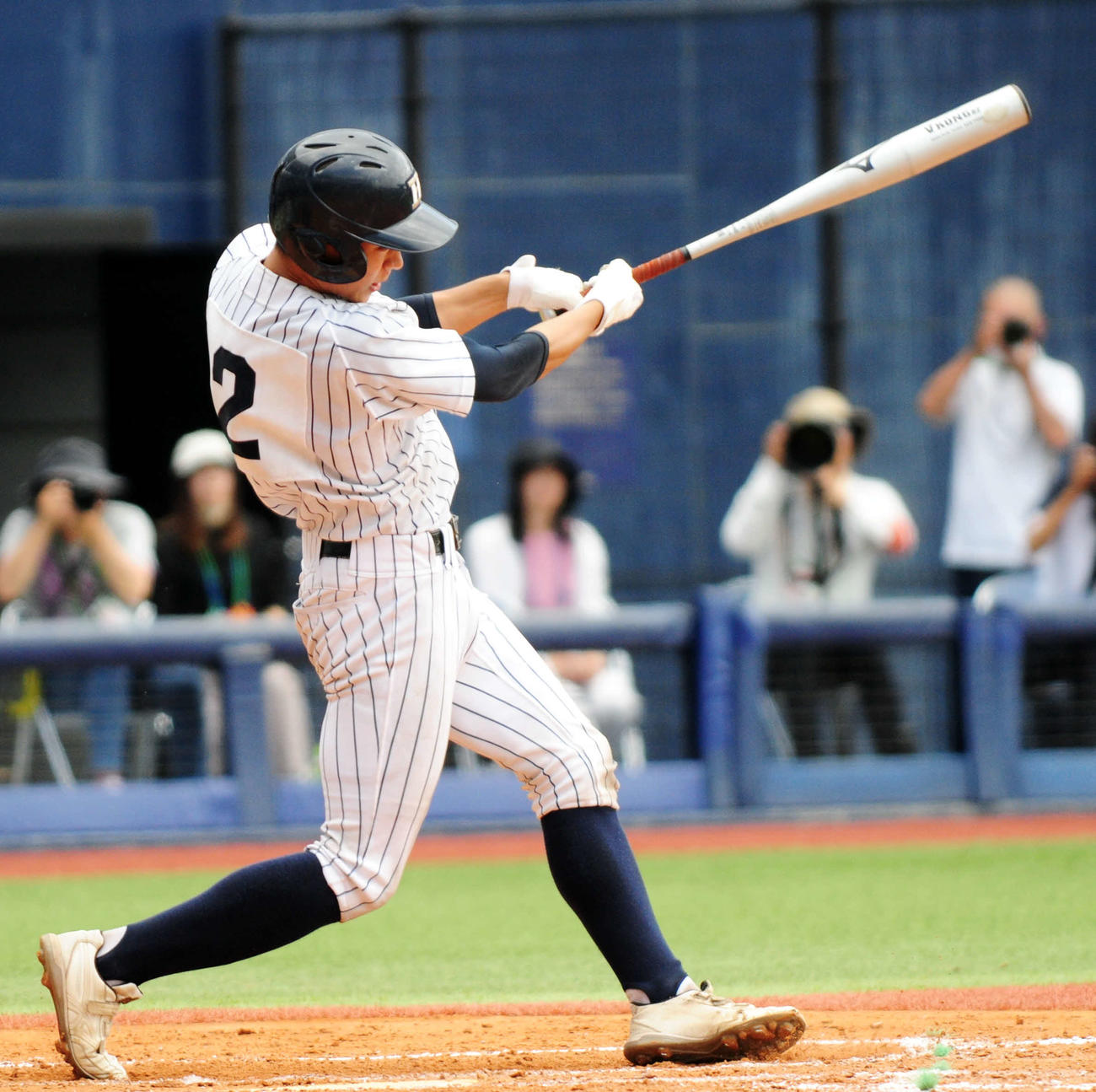 三条対北越　3回に先制の左前打を放った北越・佐藤倖