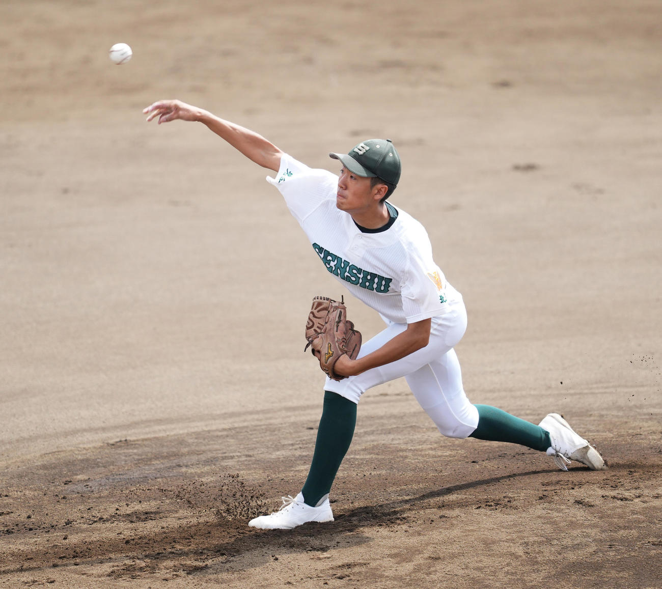 水沢第一対専大北上　専大北上先発の江川（撮影・菅敏）