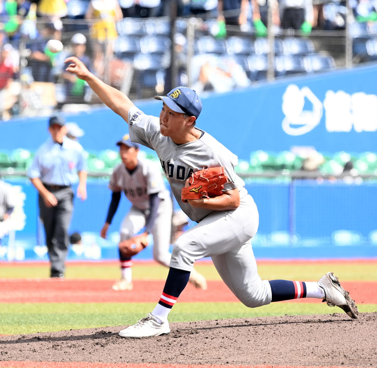 木更津総合対千葉商大付　千葉商大付の先発浦部（撮影・たえ見朱実）