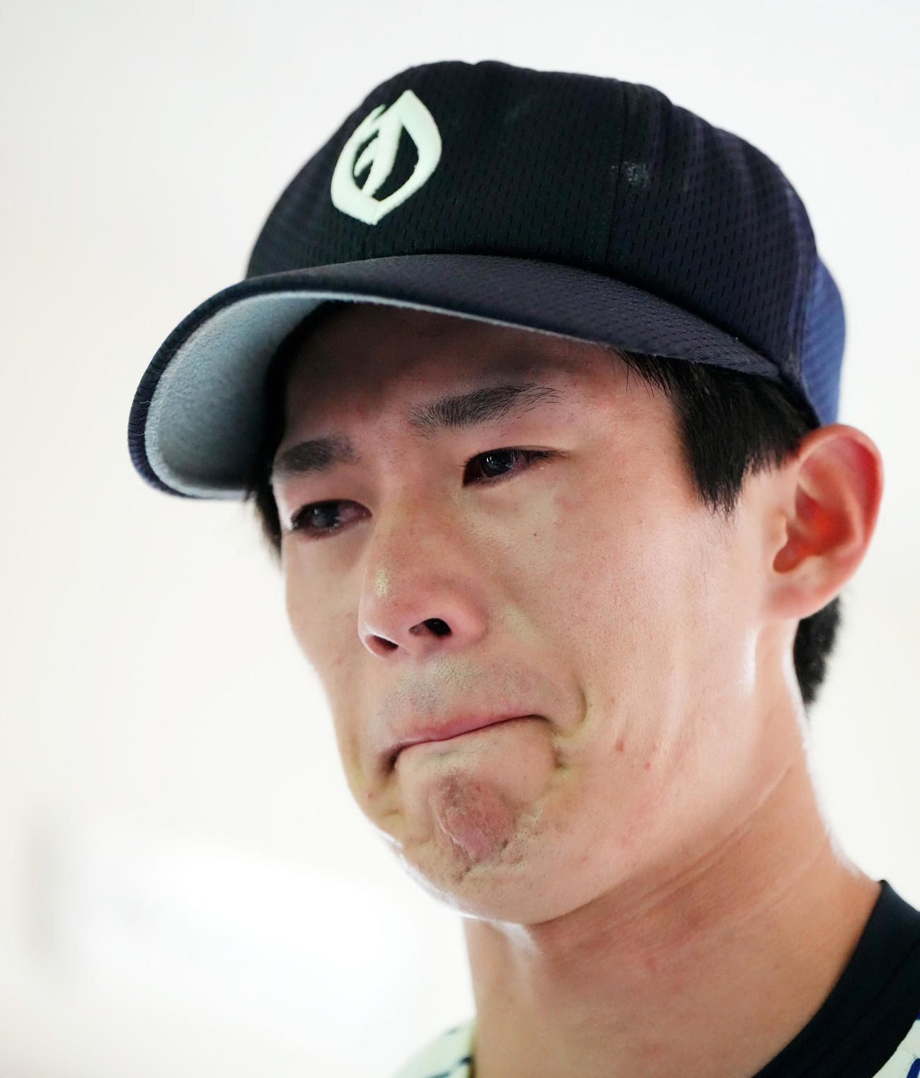 大船渡対盛岡一　盛岡一に敗れ、涙を流す大船渡・佐々木（撮影・菅敏）