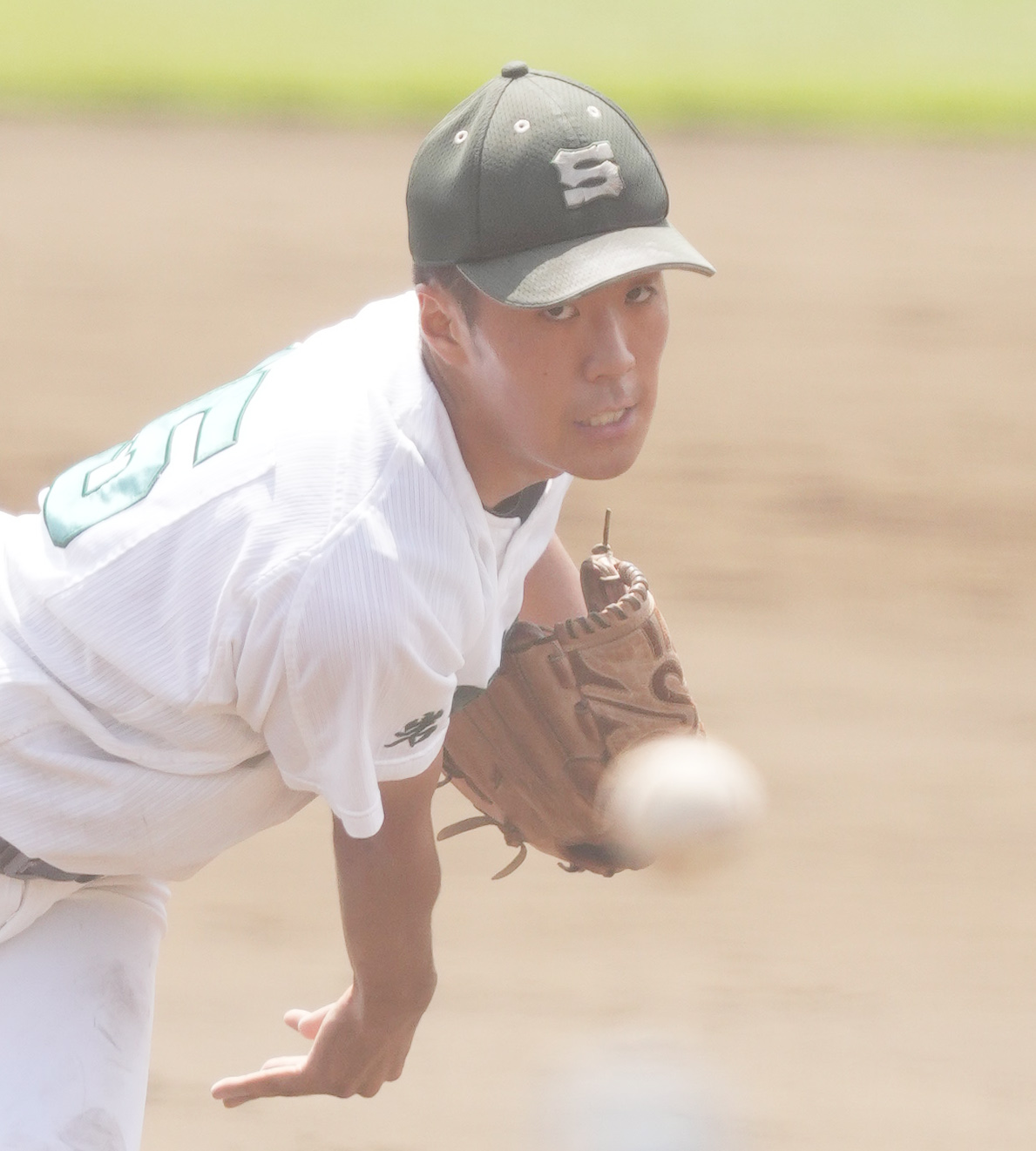 水沢第一対専大北上　専大北上先発の江川（撮影・菅敏）