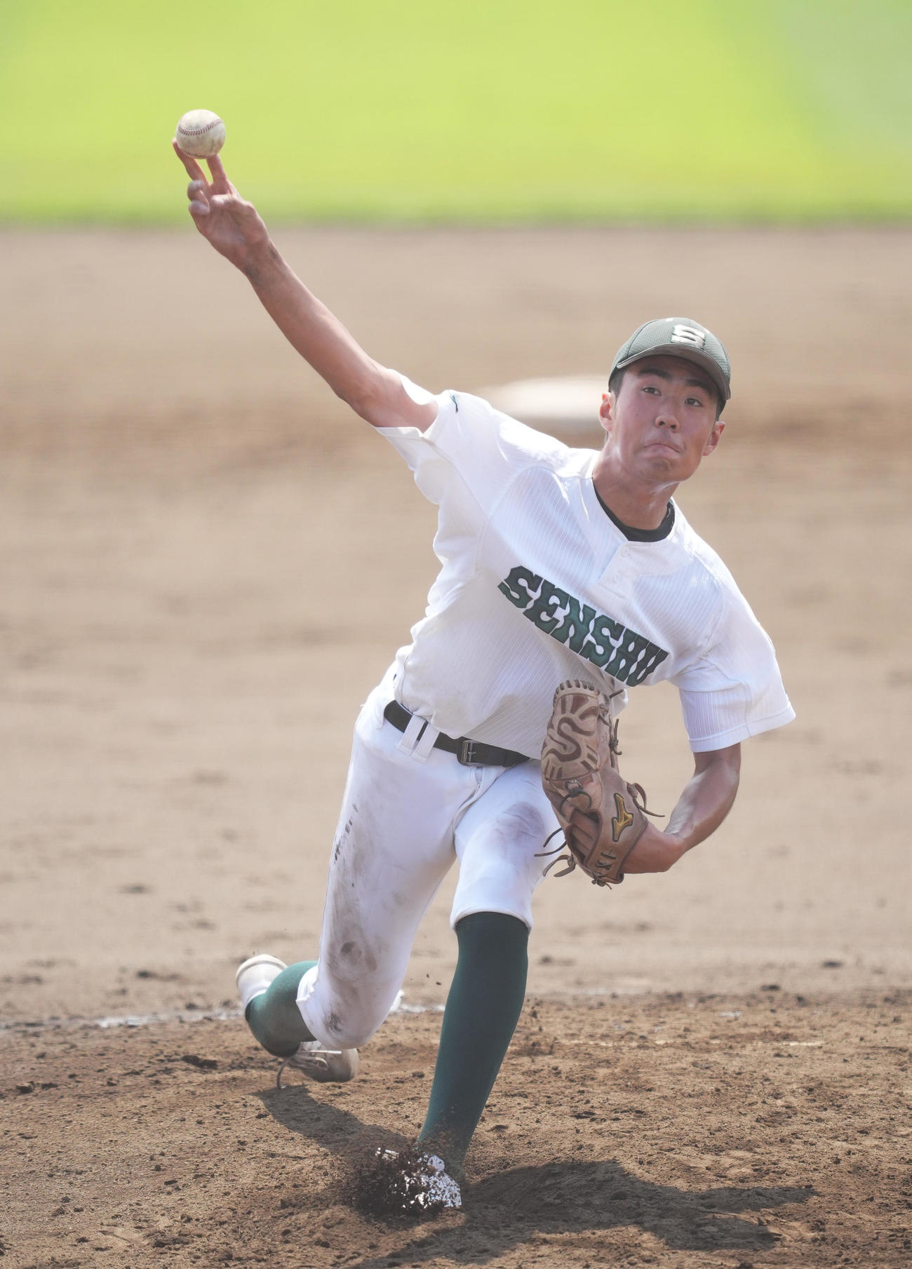 水沢第一対専大北上　専大北上先発の江川（撮影・菅敏）