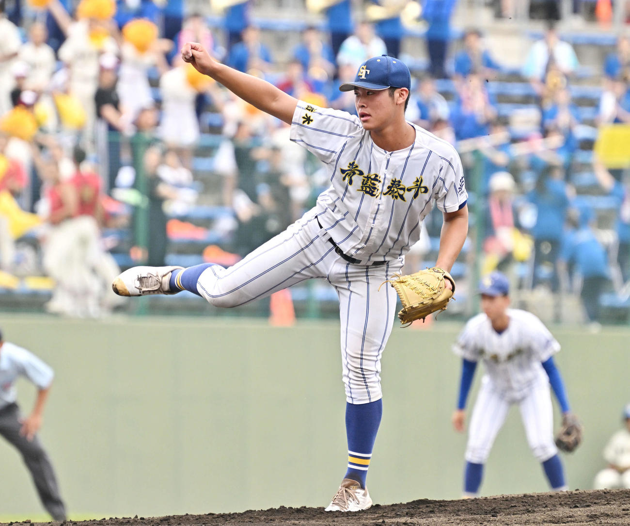 作新学院対青藍泰斗　青藍泰斗先発の長嶋（撮影・滝沢徹郎）