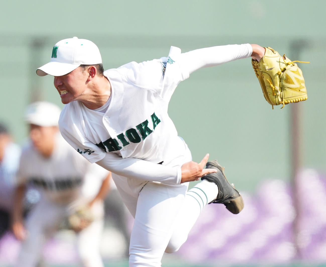 盛岡商対盛岡三　完投勝利を挙げた盛岡三・藤枝（撮影・菅敏）