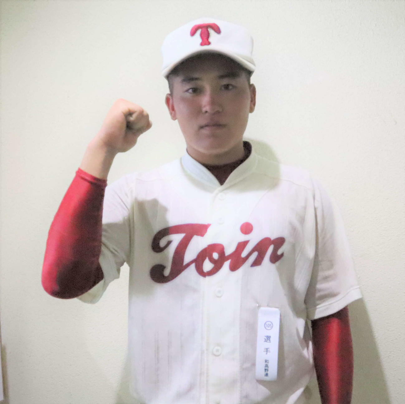 高校野球和歌山大会　桐蔭対海南　海南戦で2安打3打点と活躍した桐蔭の淡路文太（撮影・村松万里子）