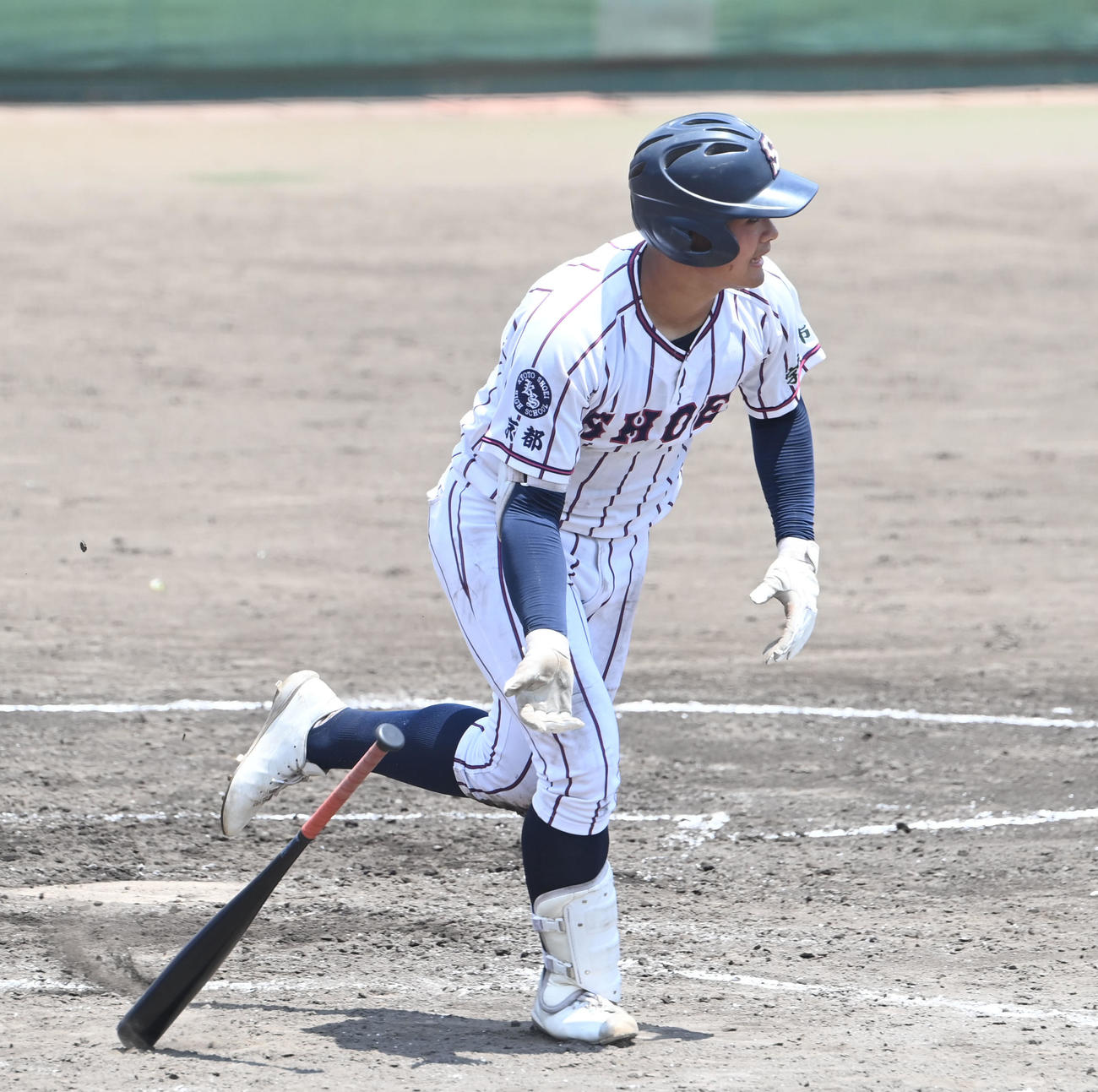 福知山成美対京都翔英　3回裏京都翔英2死一塁、中前打を放つ小笠原（撮影・和賀正仁）