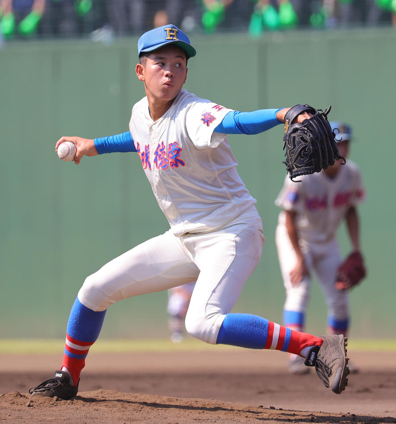 花咲徳栄対昌平　花咲徳栄先発の木田（撮影・野上伸悟）