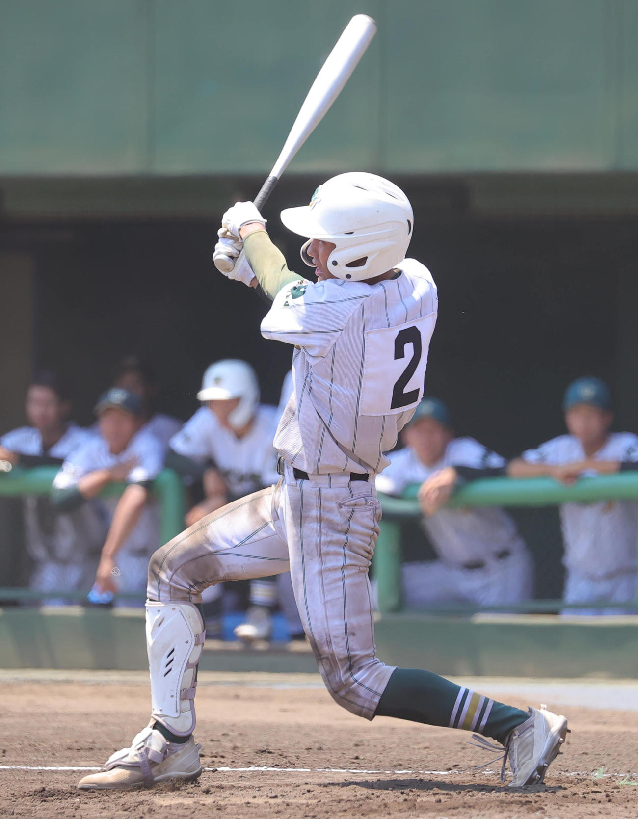 花咲徳栄対昌平　7回裏昌平2死一、二塁、中越え2点適時三塁打を放つ斎藤（撮影・野上伸悟）