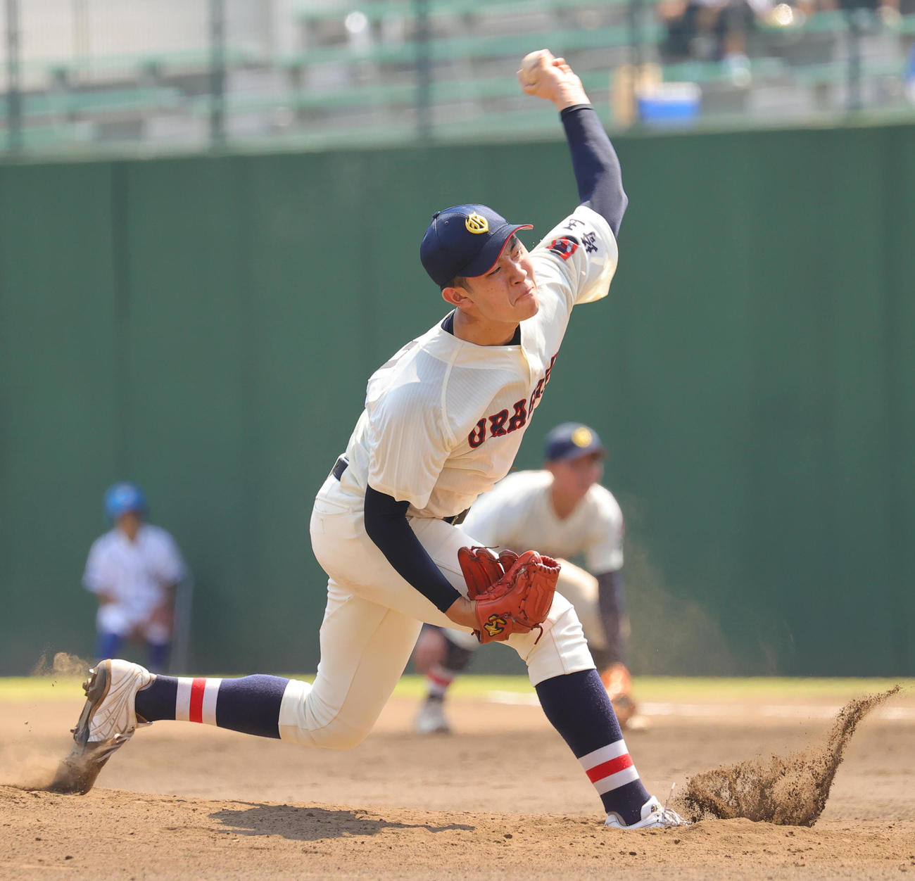 川越東対浦和学院　浦和学院先発の細沢（撮影・野上伸悟）