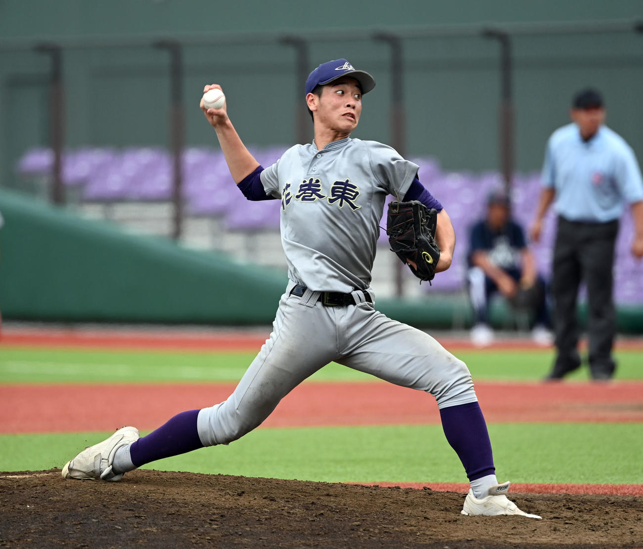 盛岡三対花巻東　17奪三振で完封した花巻東・小松（撮影・たえ見朱実）