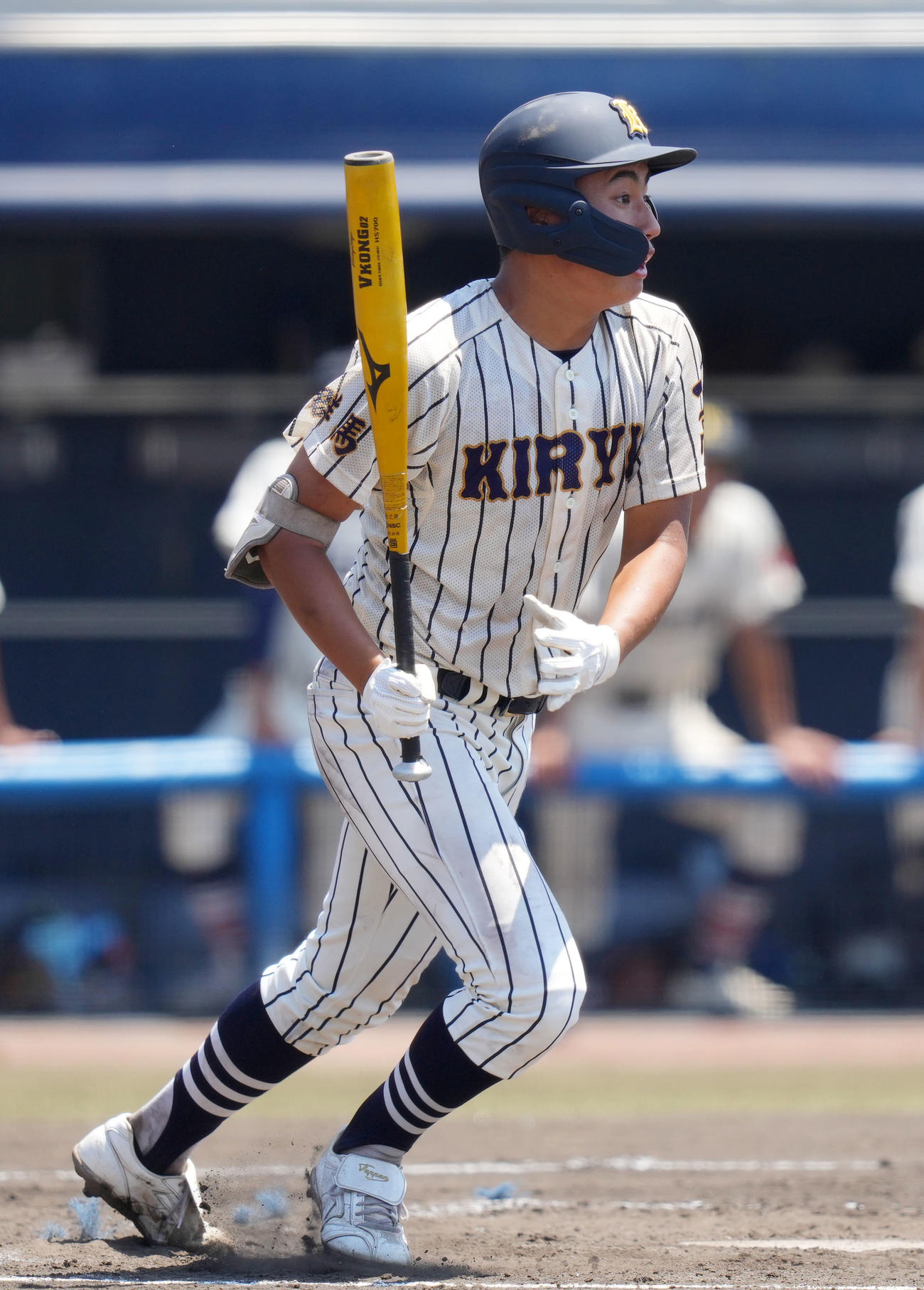 桐生第一対前橋商　7回表桐生第一1死三塁、右前適時打を放つ中村（撮影・横山健太）